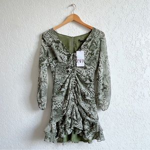 Zara Animal Print Draped Dress